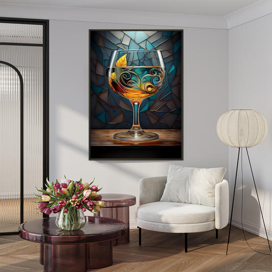 Stained Glass Cocktail - Vibrant Mosaic Drink Art