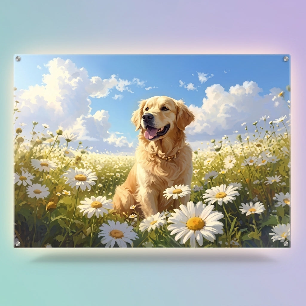 The Golden Lab in Daisies | Joyful Spring Pet Art