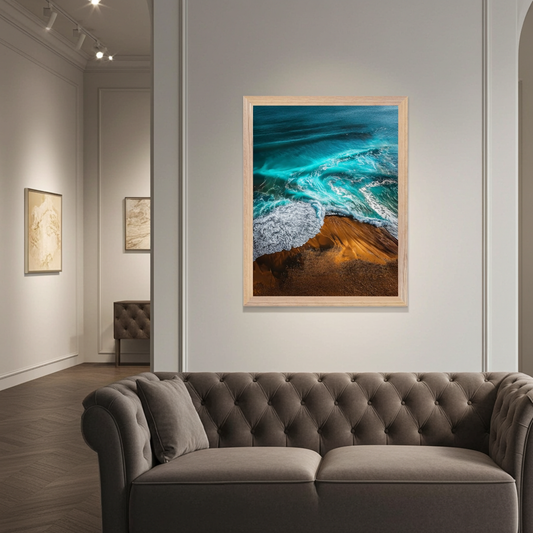 Crashing Turquoise Ocean Wave Aerial View Wall Art
