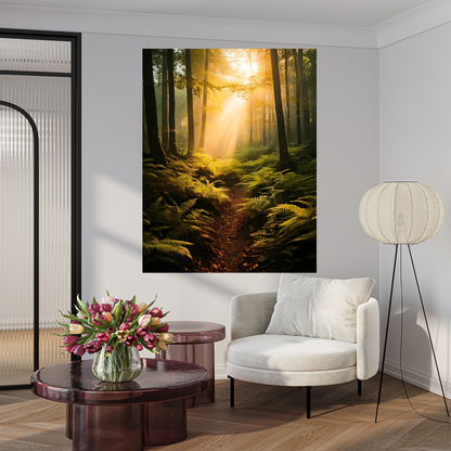 Whispering Woods Foggy Pine Forest - Moody Green Landscape Art