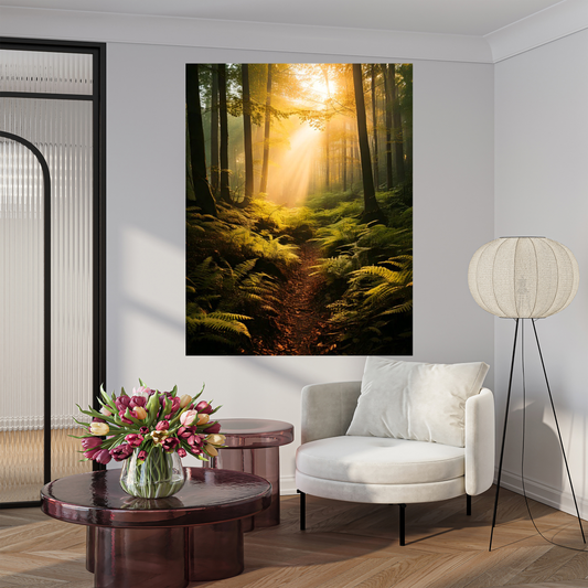 Whispering Woods Foggy Pine Forest - Moody Green Landscape Art
