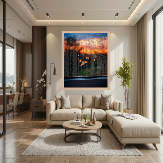 April Showers Window | Rainy Spring Day Canvas