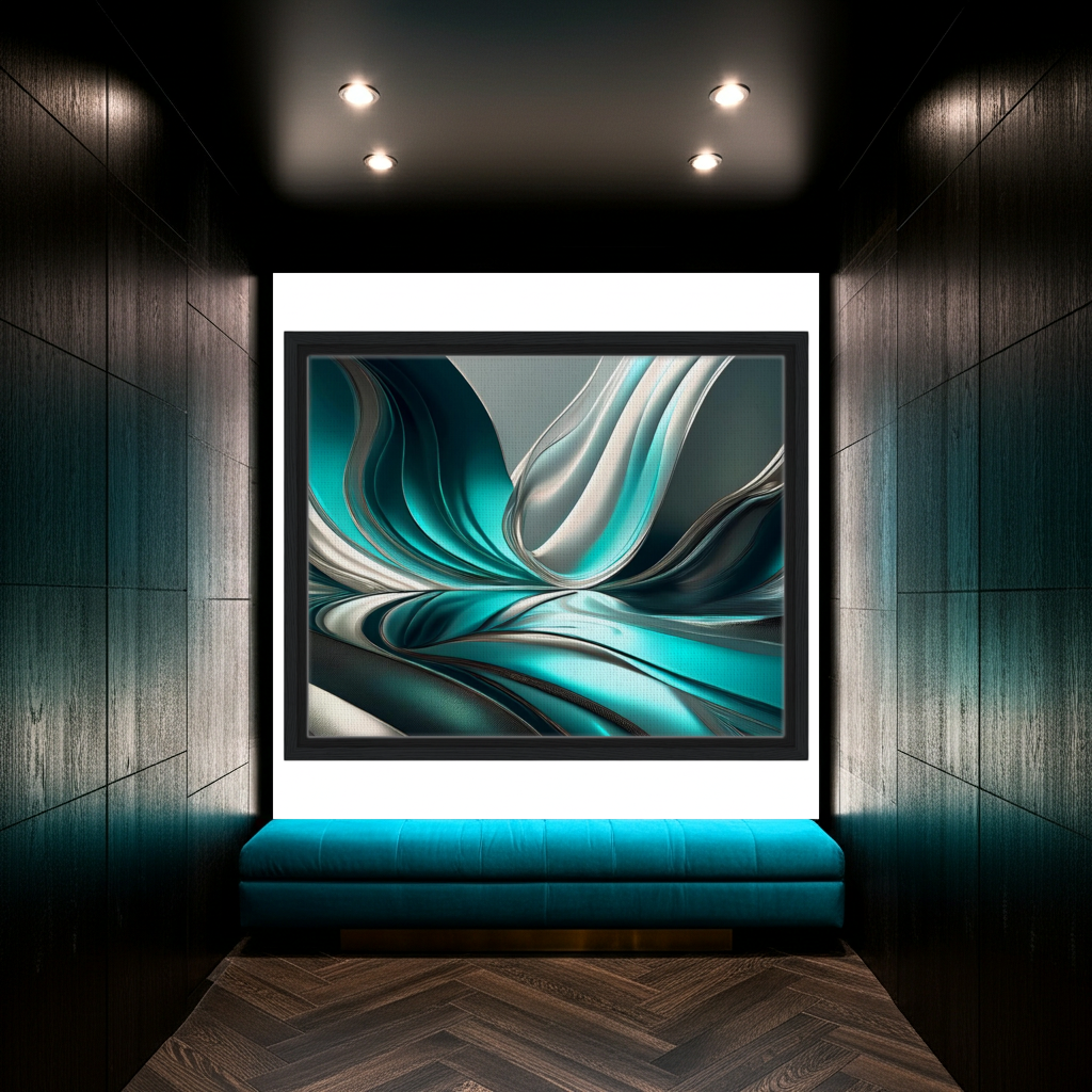 abalone turquoise, grey, pear white, dark grey in metallic colors, abstract beauty. Wall Art