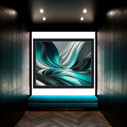 abalone turquoise, grey, pear white, dark grey in metallic colors, abstract beauty. Wall Art