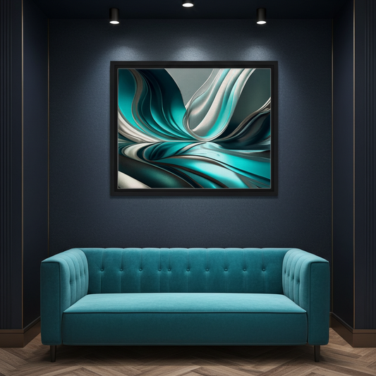 abalone turquoise, grey, pear white, dark grey in metallic colors, abstract beauty. Wall Art