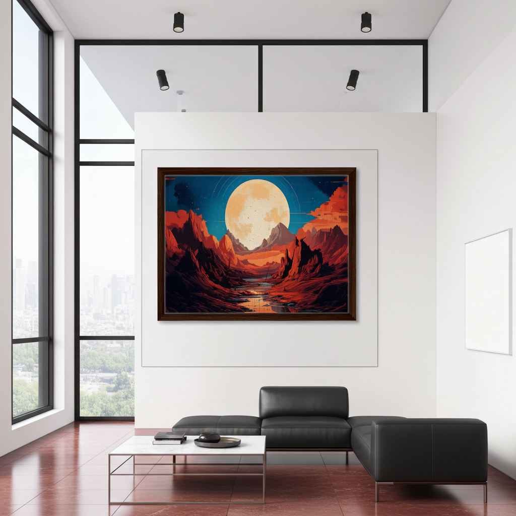 Retro - Futurisic Moon Landscape Art