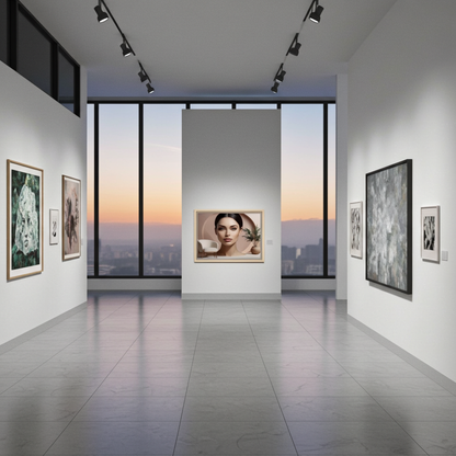 Elegant Minimalist Portrait - Modern Feminine Line Art by Artflex Canvas