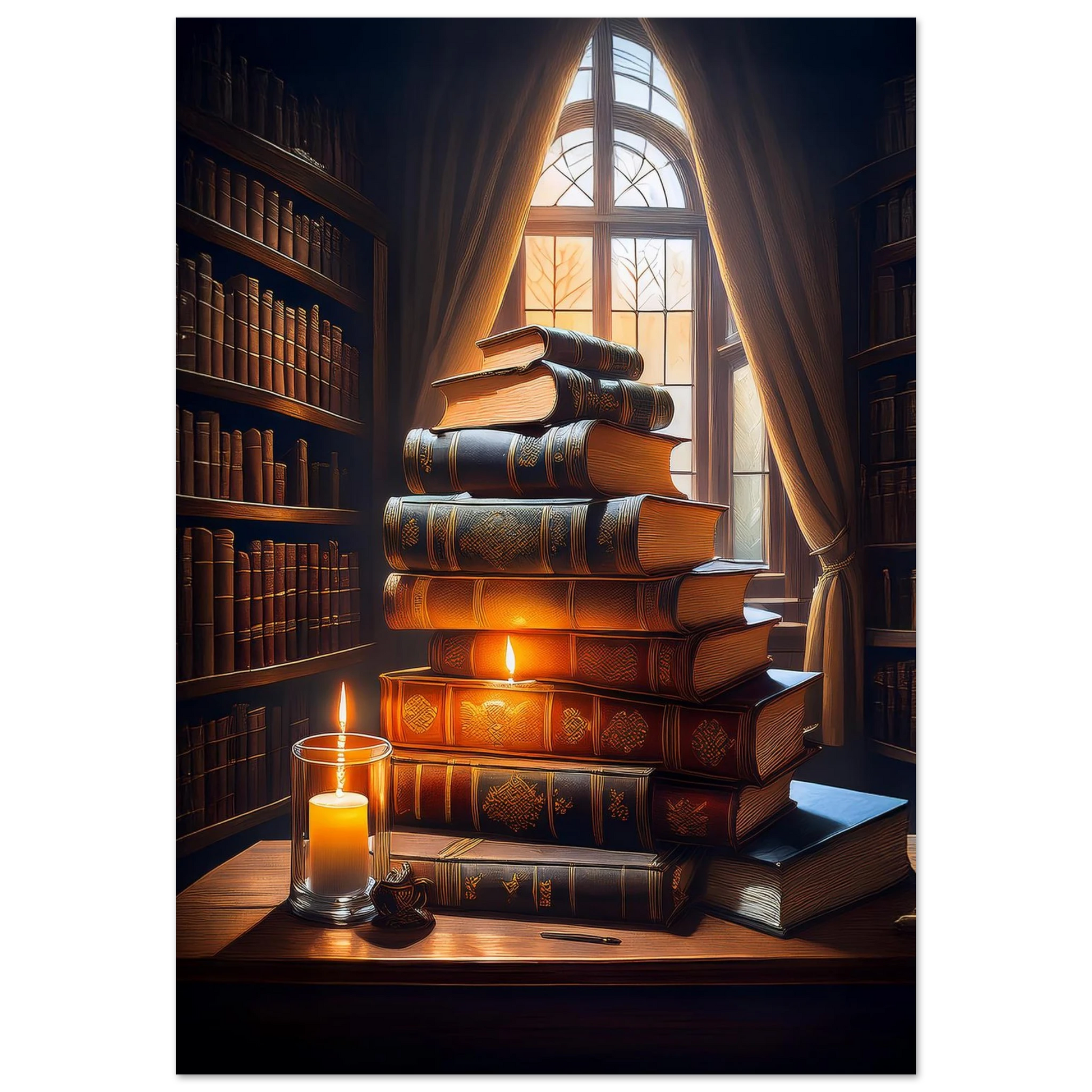 Dark and moody vintage-style academia wall art with scholarly themes.