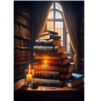 Dark and moody vintage-style academia wall art with scholarly themes.