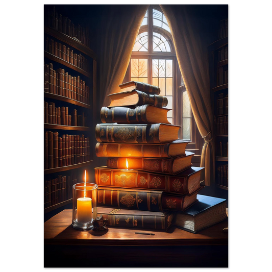 Dark and moody vintage-style academia wall art with scholarly themes.