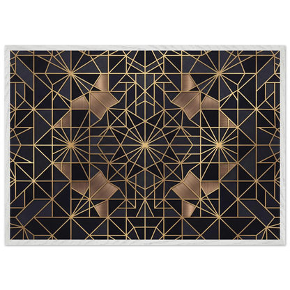 The Obsidian Art Deco geometric wooden framed poster in white frame