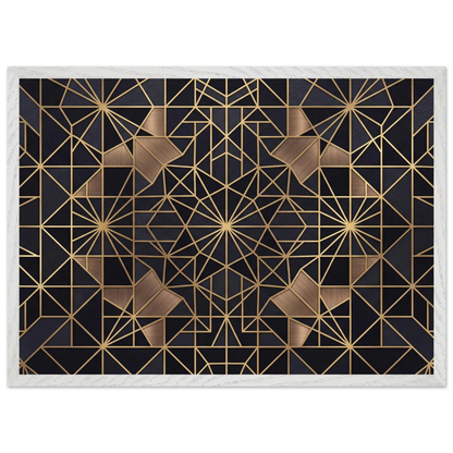 The Obsidian Art Deco geometric wooden framed poster in white frame