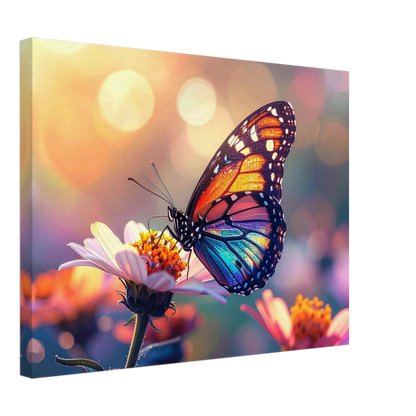 Realistic  Butterfly  Print - Iridescent Wings on Flower Macro Art