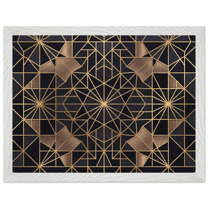 The Obsidian Art Deco geometric wooden framed poster in white frame