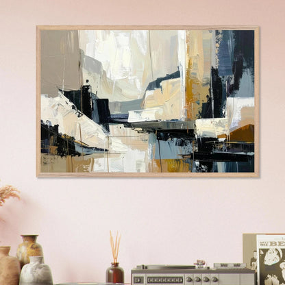 Wall art - Contemporary abstract painting with earthy neutral tones, beige, cream, taupe, and  charcoal accents