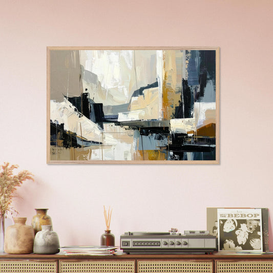 Wall art - Contemporary abstract painting with earthy neutral tones, beige, cream, taupe, and  charcoal accents