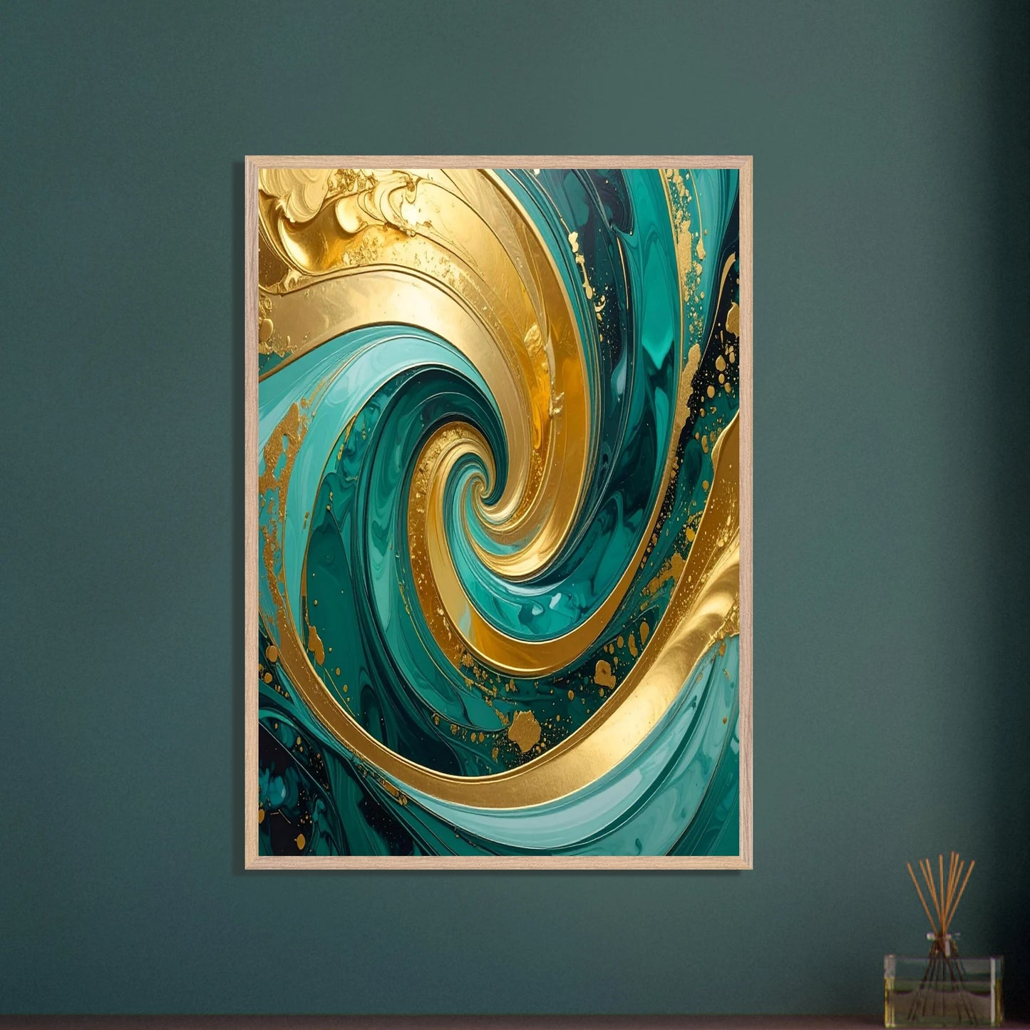 Gold & Teal Abstract Swirl | Artflex Canvas