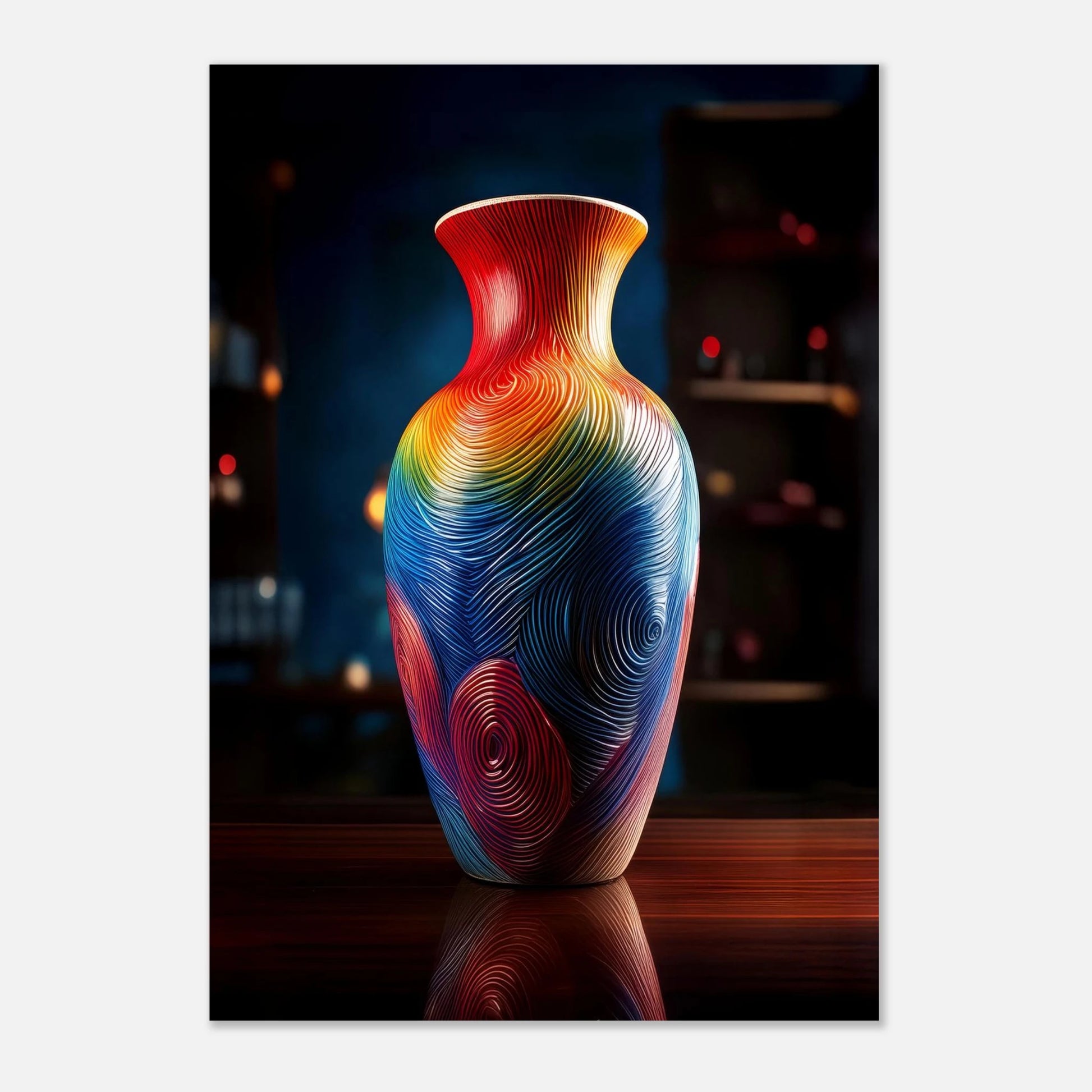 Modern art print featuring a 3D sculptural ceramic vase with realistic shadows and a handcrafted aesthetic.