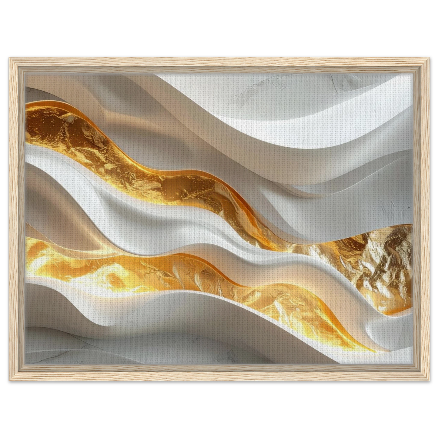 Elegant 3D sculptural wall art featuring abstract flowing shapes and sophisticated layered textures in gold and neutral tones.