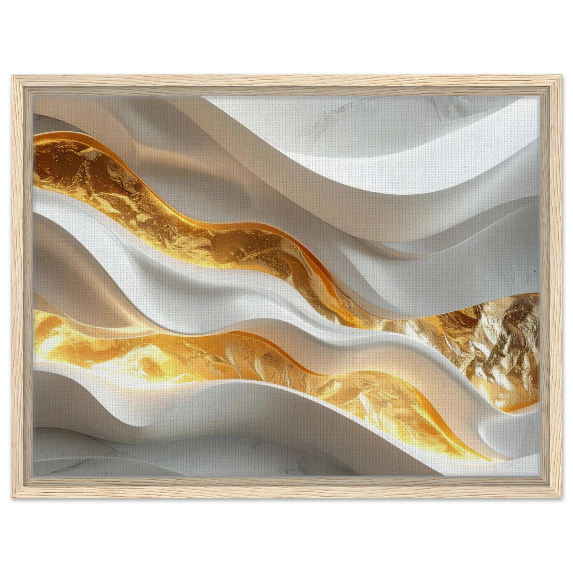 Elegant 3D sculptural wall art featuring abstract flowing shapes and sophisticated layered textures in gold and neutral tones.