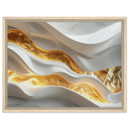 Elegant 3D sculptural wall art featuring abstract flowing shapes and sophisticated layered textures in gold and neutral tones.