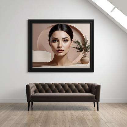 Elegant Minimalist Portrait - Modern Feminine Line Art by Artflex Canvas