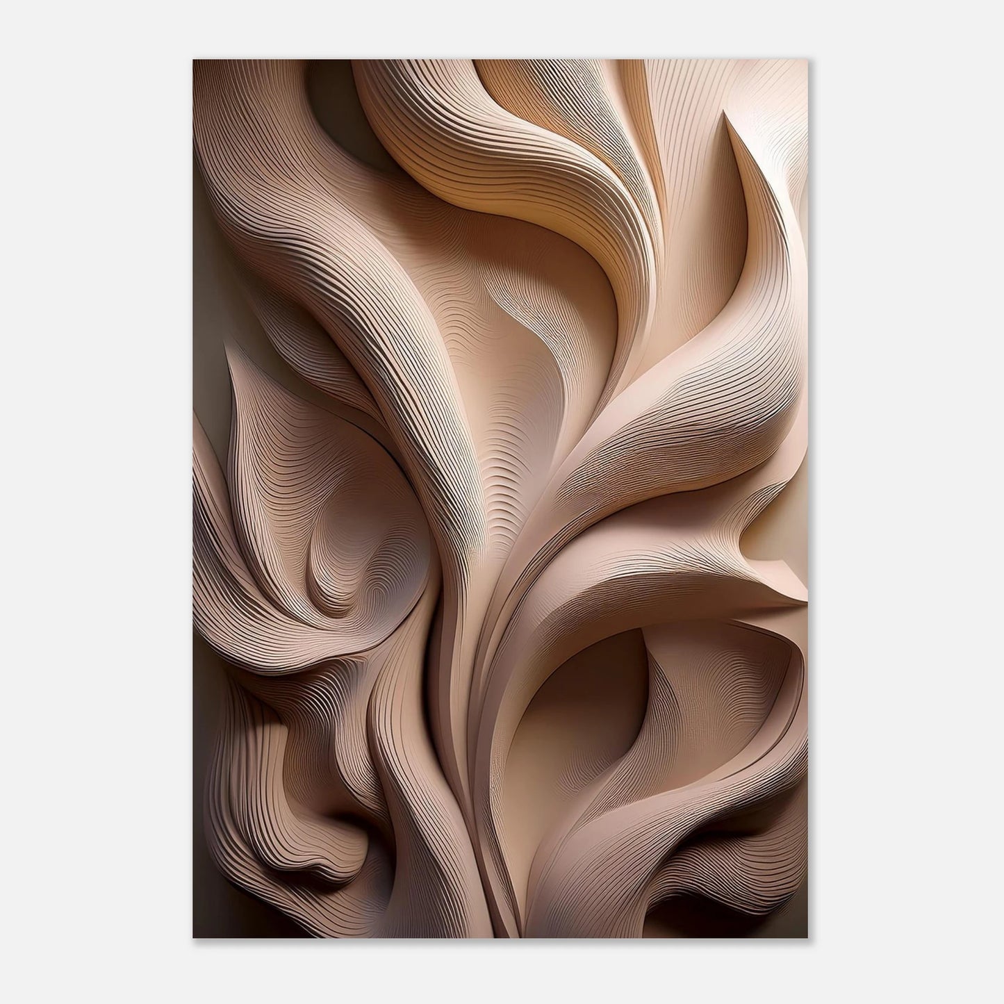 Minimalist white organic plaster texture wall art with custom details