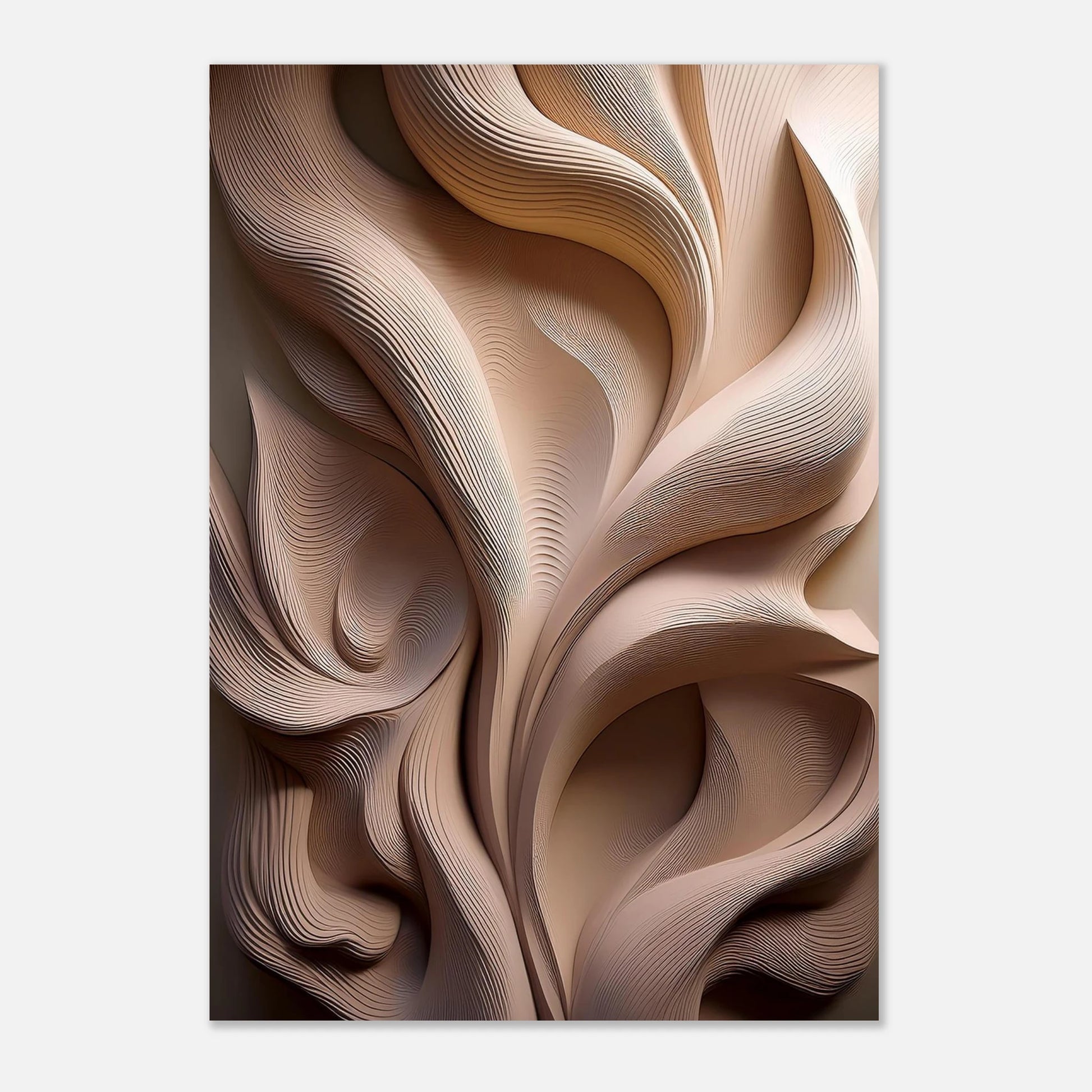 Minimalist white organic plaster texture wall art with custom details