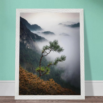 Minimalist Zen Japandi Landscape wall art with custom imprinted texture in a neutral room.