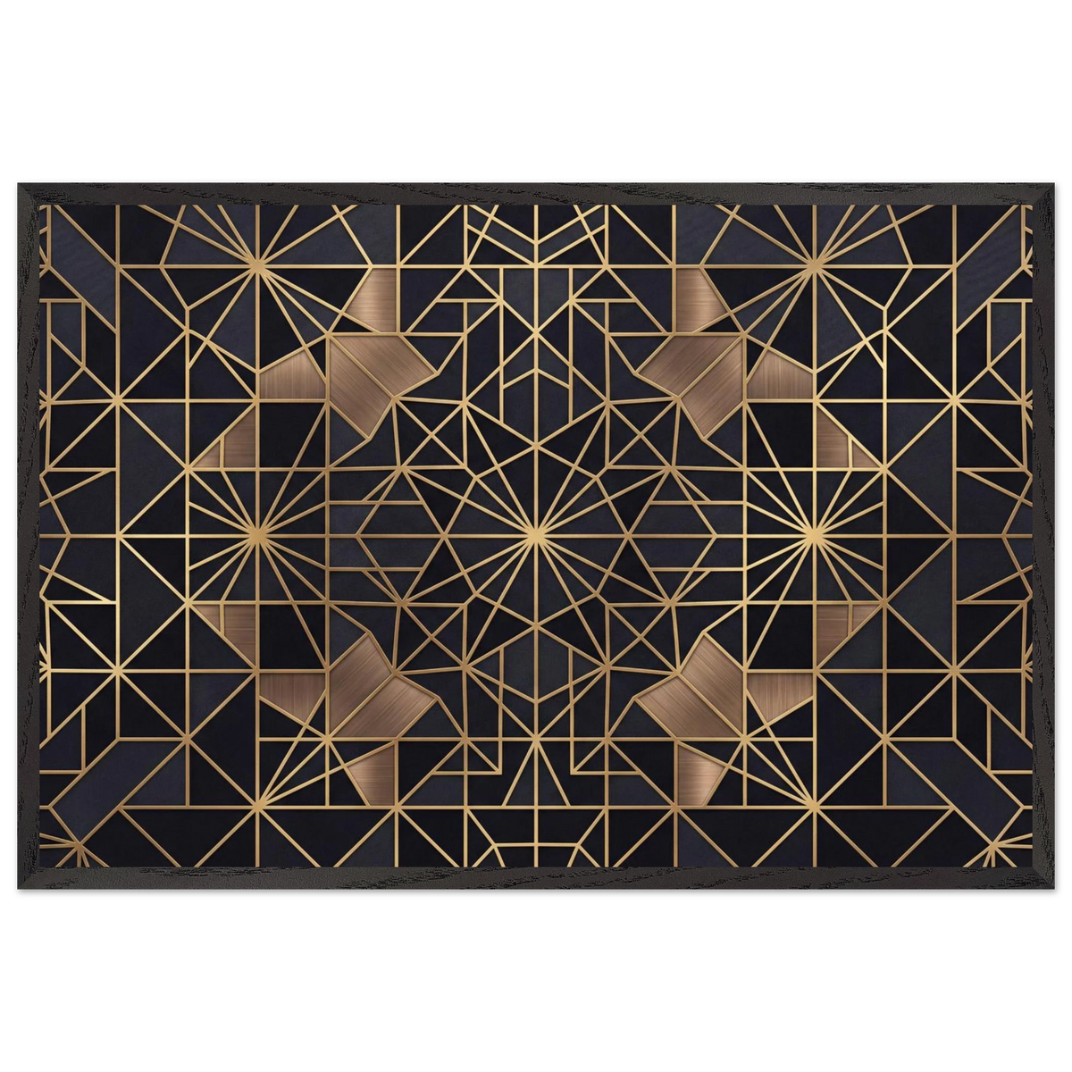 The Obsidian Art Deco geometric wooden framed poster in black frame