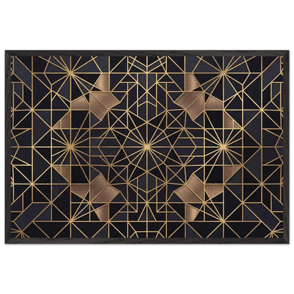 The Obsidian Art Deco geometric wooden framed poster in black frame