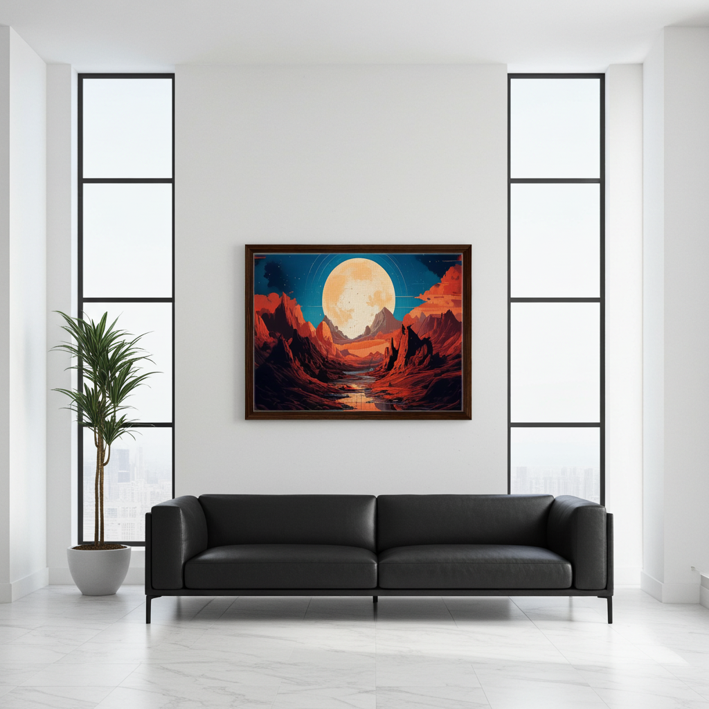 Retro - Futurisic Moon Landscape Art