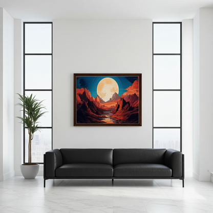 Retro - Futurisic Moon Landscape Art