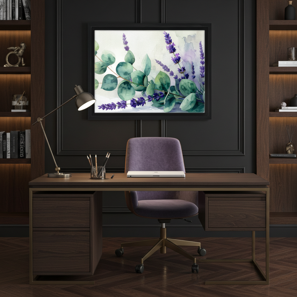 Sage Green Eucalyptus Watercolor Floral Art - Botanical Bedroom Wall Decor