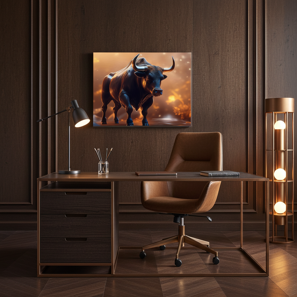 Wall art- The Wall Street Bull, The market's heartbeat captured in bronze.