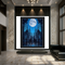 Large Moon Over Pine Forest Wall Art - Night Nature Landscape