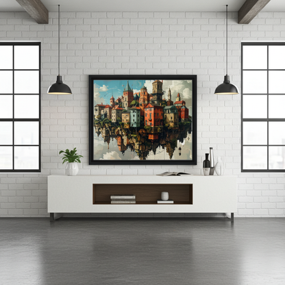 Surreal Upside Down Cities  |Artflex Canvas