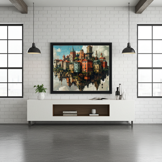 Surreal Upside Down Cities  |Artflex Canvas