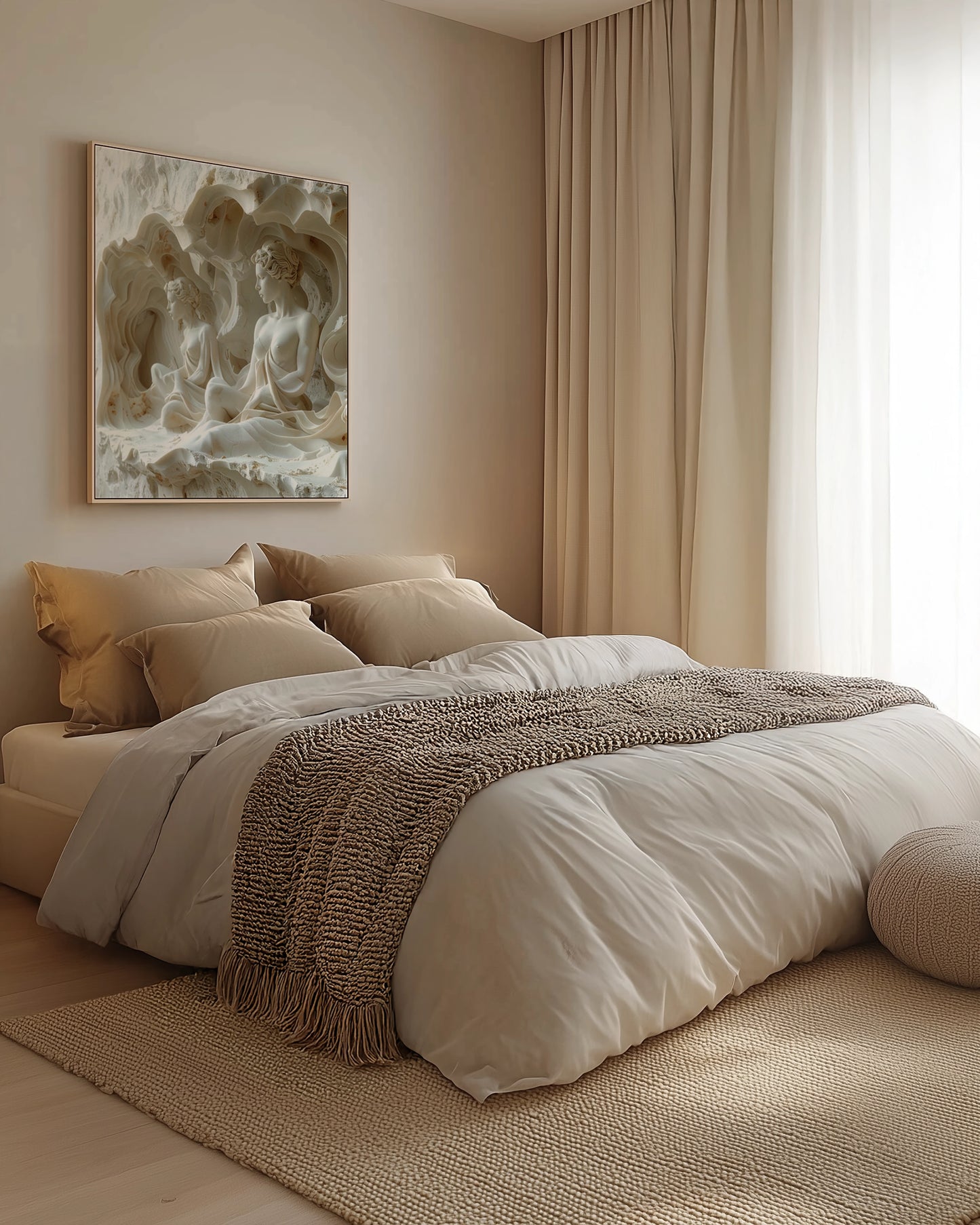 3D Sculptural Illusion Canvas Print – Carved Stone Design, Custom Sizes Available