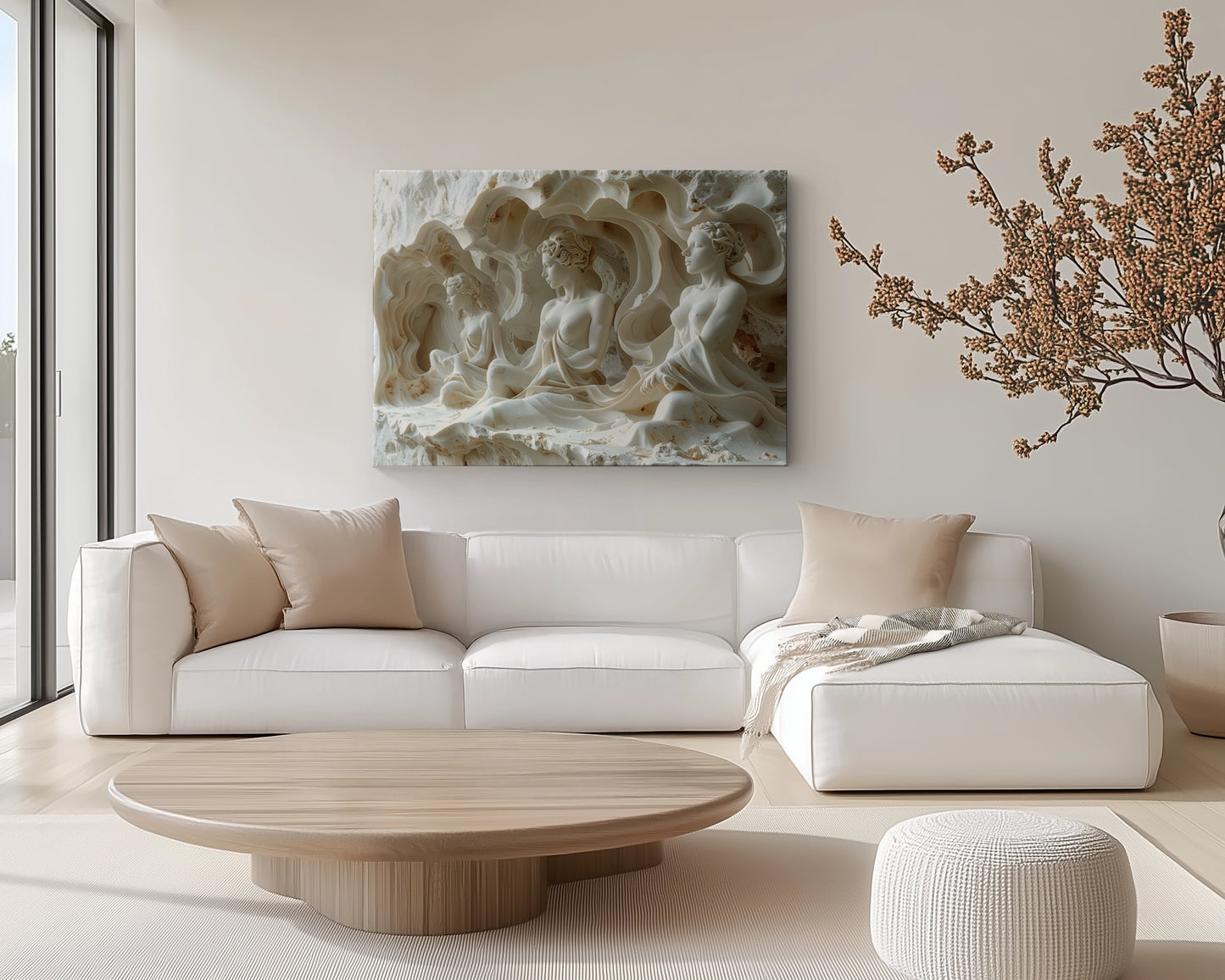 3D Sculptural Illusion Canvas Print – Carved Stone Design, Custom Sizes Available
