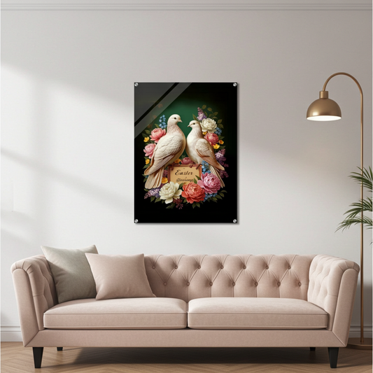 Easter Blessings Floral Dove Wall Art