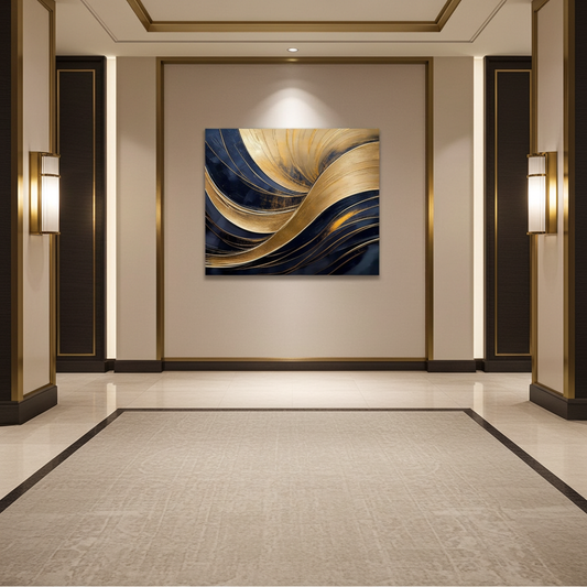 "Architectural Arc" Luxury Gold Leaf Abstract Wall Art