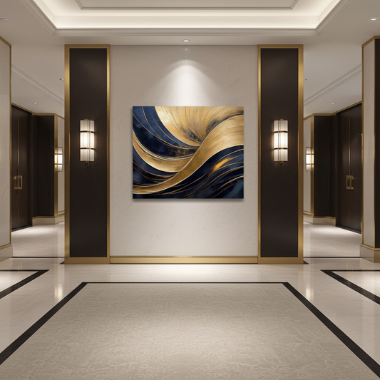 "Architectural Arc" Luxury Gold Leaf Abstract Wall Art