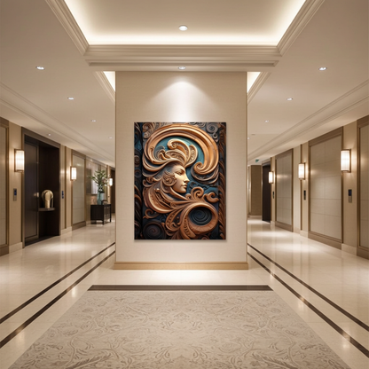 Ornate Bronze Sculptural Muse Portrait Wall Art