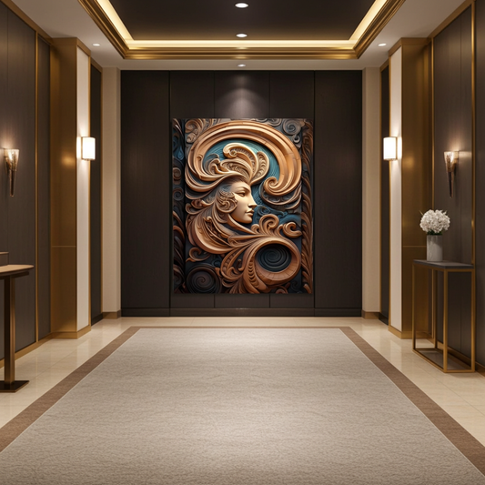 Ornate Bronze Sculptural Muse Portrait Wall Art