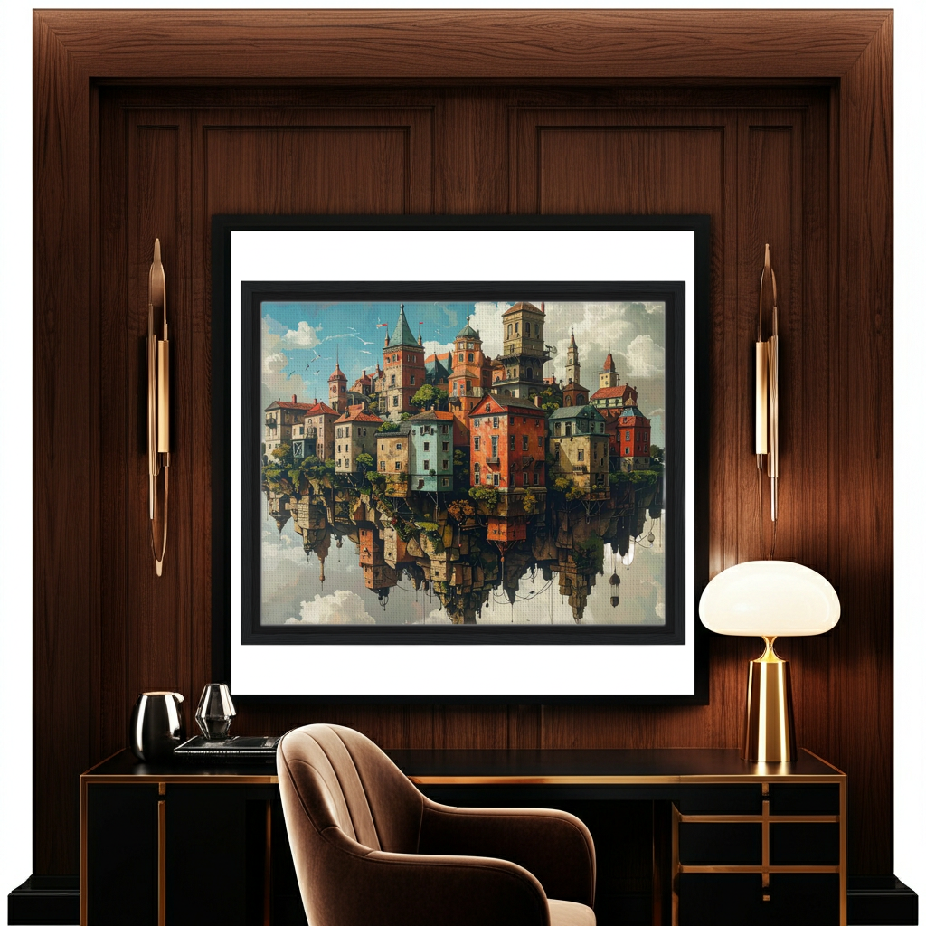Surreal Upside Down Cities  |Artflex Canvas
