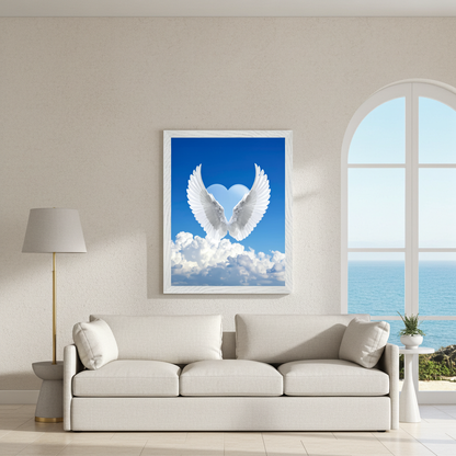 Seraphic Heart & Angel Wings Canvas Art