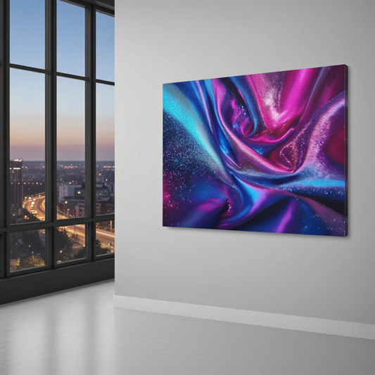 "Digital Silk" Glitchy Glam Abstract Canvas