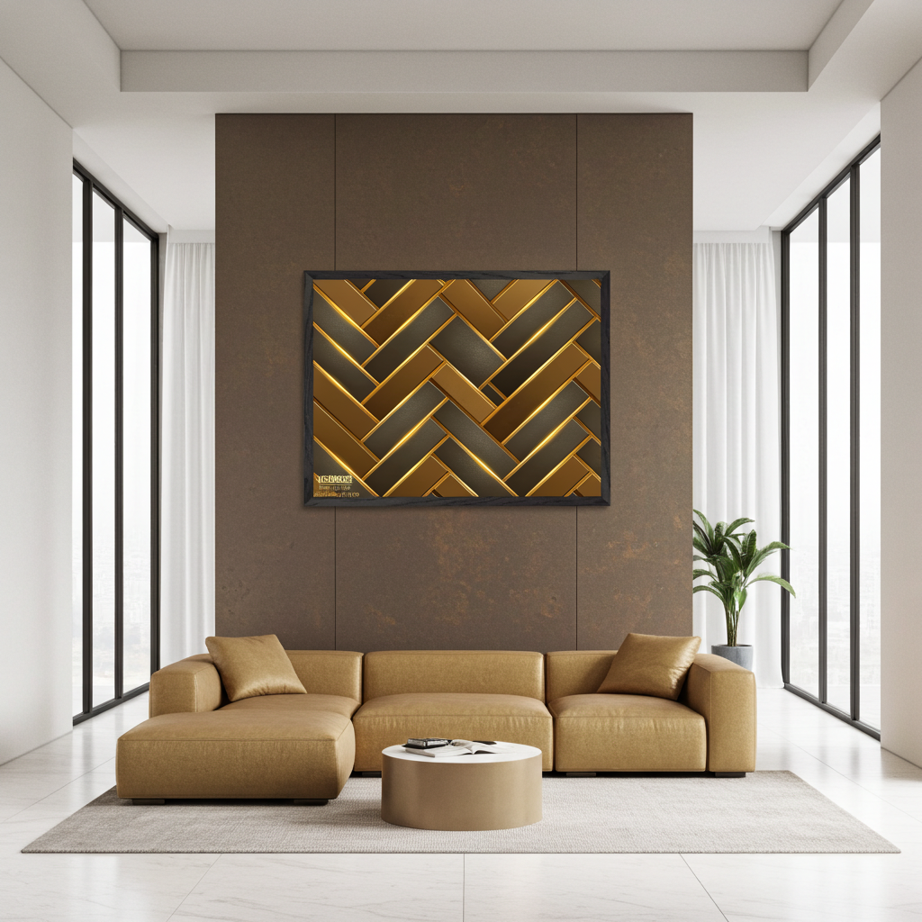 The Golden Herringbone Geometric Art