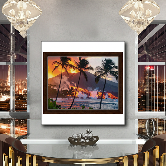 Wall art- A breathtaking landscape of a volcano erupting in the Hawaiian Islands.